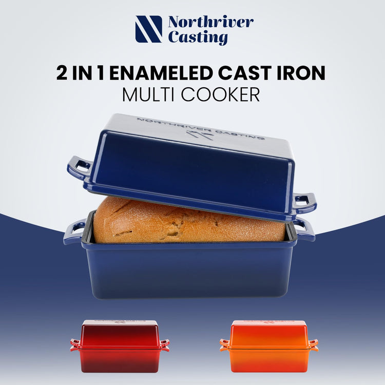 2 in 1 Enameled Cast Iron Bread Pan with Lid