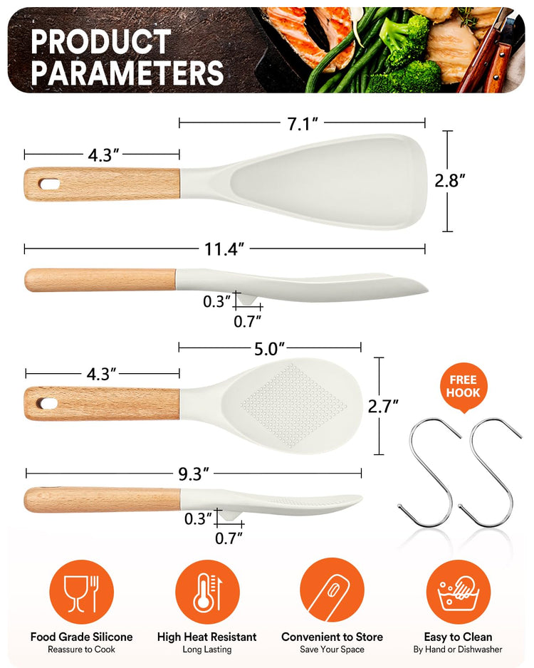 Cooking Spoon and Rice Scooper for Nonstick Cookware