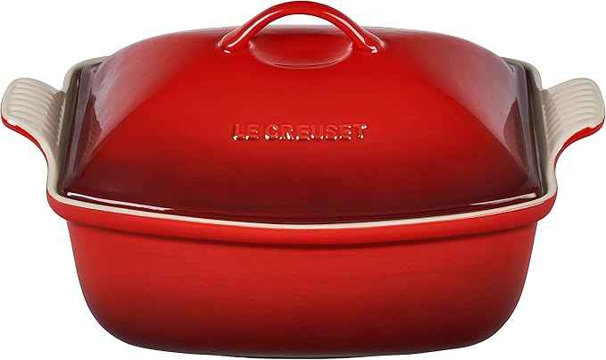 Le Creuset Heritage Stoneware Deep Baker with Lid, 4.5 qt., Cerise
