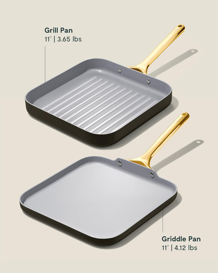 11" Non Stick Square Griddle Pan and Grill Pan Duo (2 Count)
