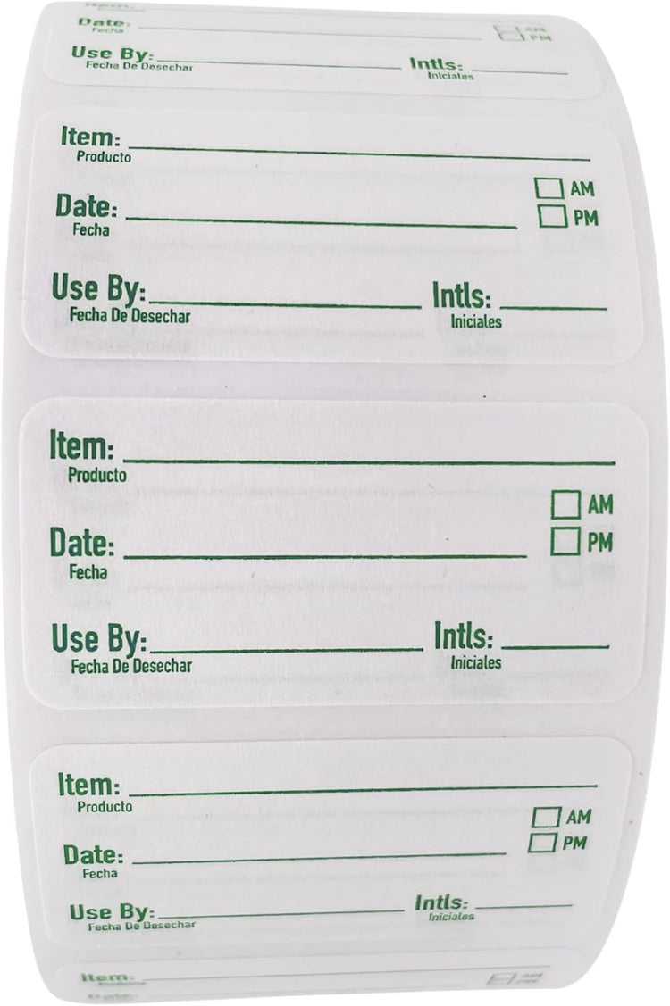 2x1 Dissolvable Food Labels, 500 Label Stickers, Bottle Labels for Storage Bins, Sticker Labels for Food containers, (500, Green)
