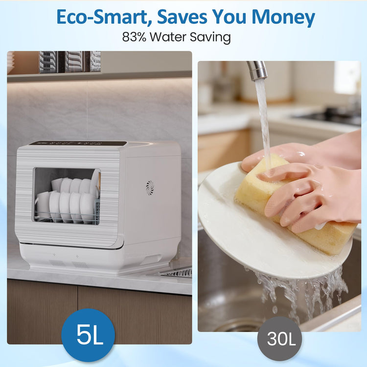 18" Compact Countertop Dishwasher with 6 Modes