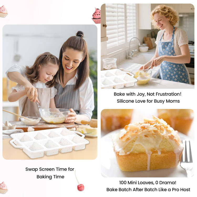 2 Pack 8 Cavity Mini Silicone Loaf Pans (2 Count)