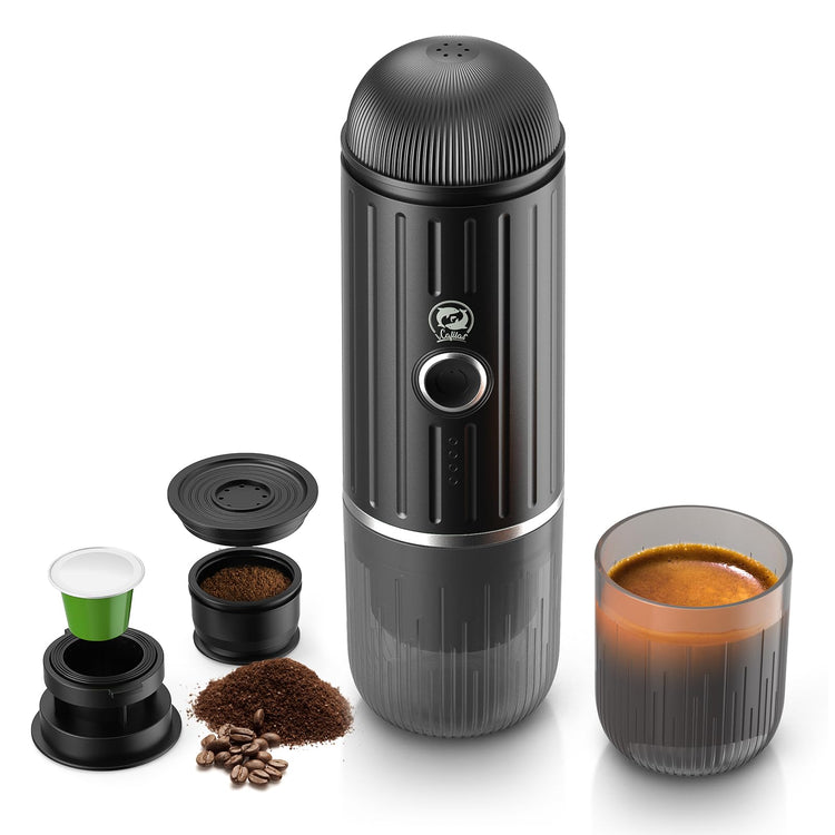 2-in-1 Portable Espresso Maker For Nespresso Pod&Ground,Black (2.7 Ounce)