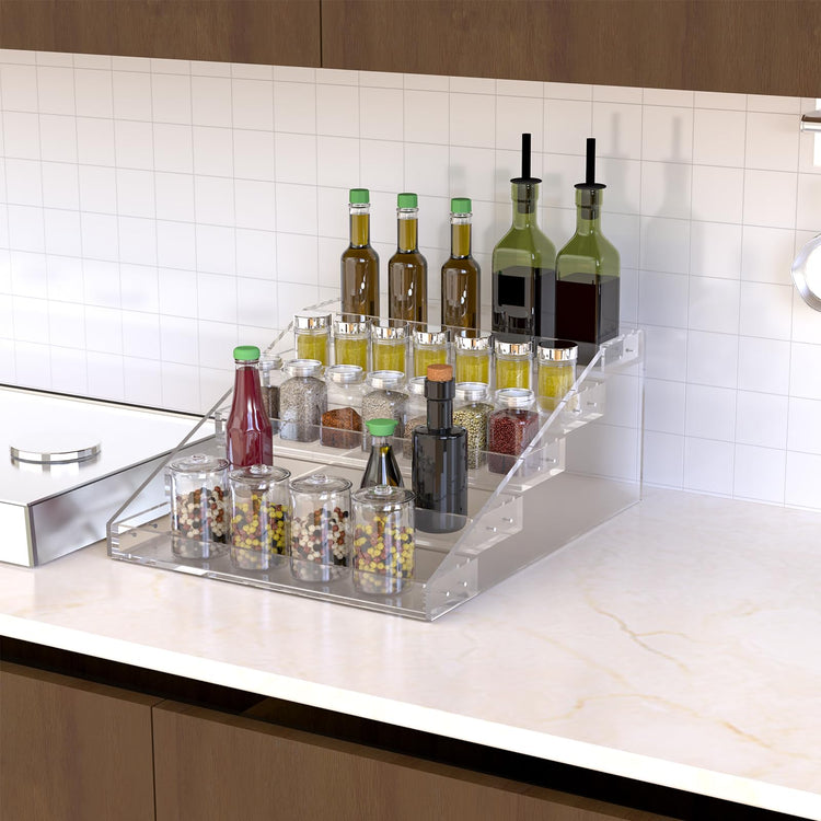 Wide Clear Acrylic Spice Rack for Countertops
