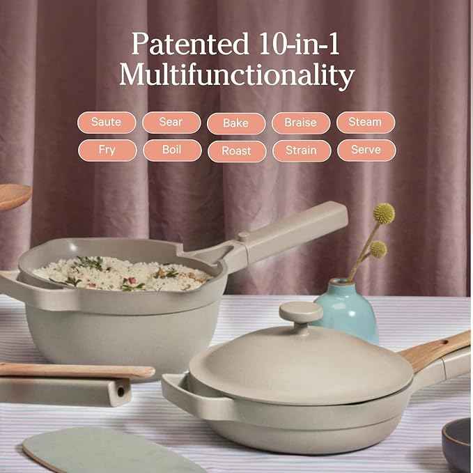 Our Place Mini Cookware Duo | 6-Piece Ceramic Cookware Set with Mini Always Pan & Mini Perfect Pot | Induction & Oven Safe up to 450°F | Nonstick, PFAS-Free Non-Toxic Cookware | Sage