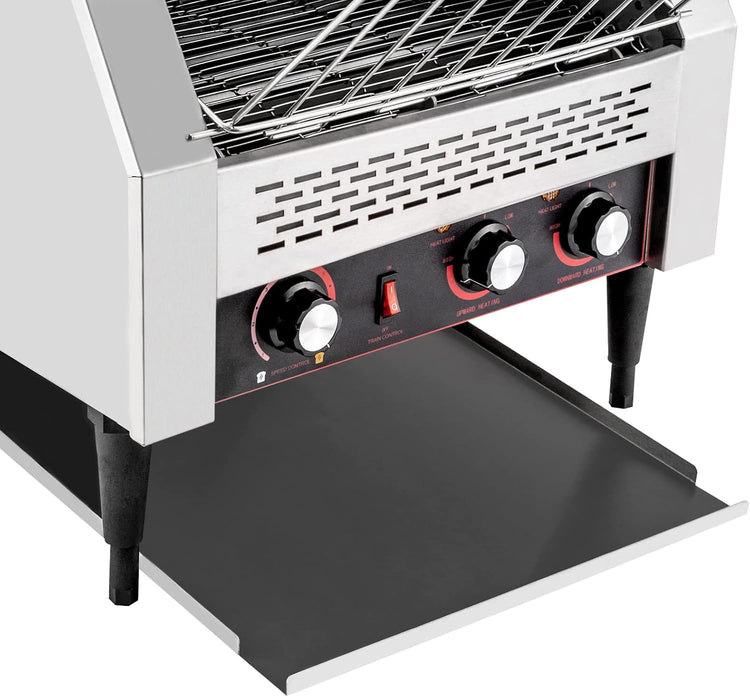 Commercial Conveyor Toaster 450 Slices/Hour Stainless Steel Conveyor Toaster 2600W Electric Toasters Oven Heavy Duty Countertop Restaurant Toaster for Cafes Bun Bagel Bread