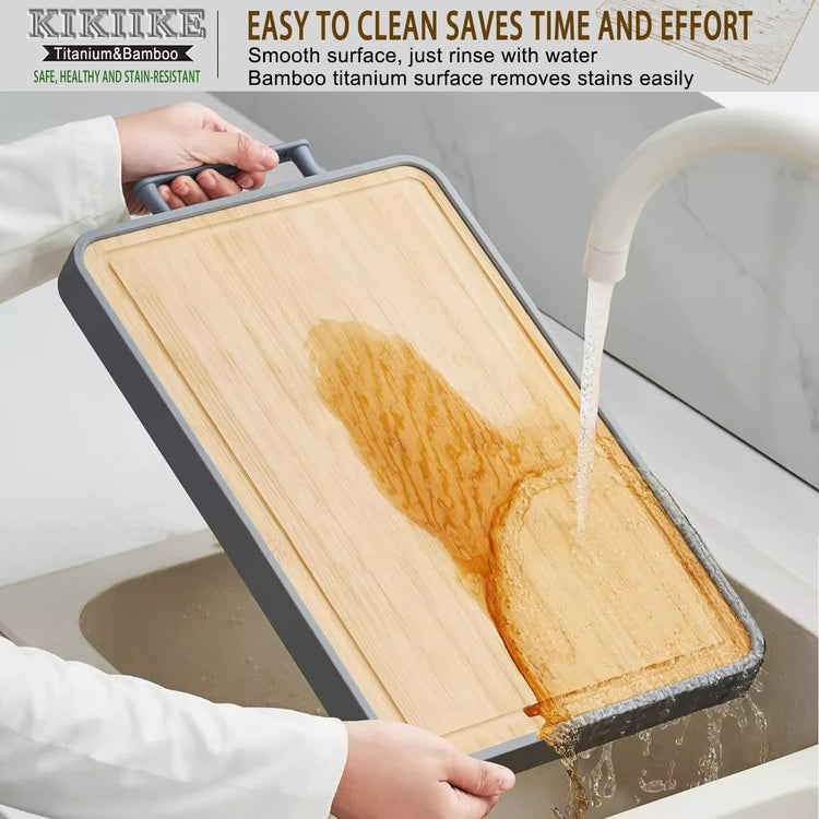 Titanium Cutting Board Double Sided Bamboo Cutting Board for Kitchen Double Sided Food Grade