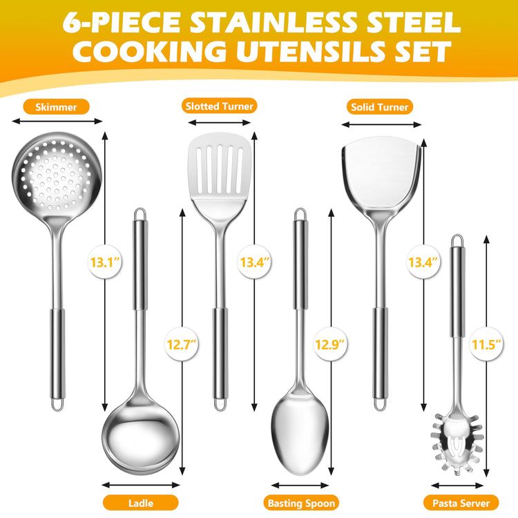 Stainless Steel Kitchen Utensil Set of 6 (6 Count)