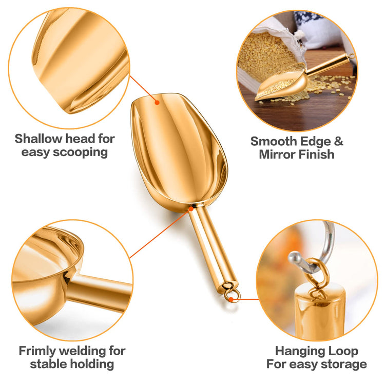 Ice Scoop 5oz Stainless Steel Canister Small Ice Candy Scoops (2 Count)