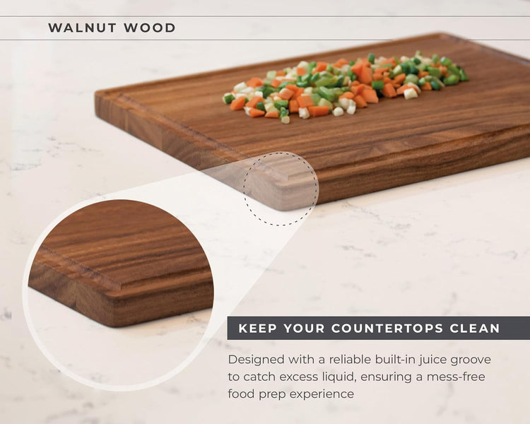 Premium Walnut Wood Cutting Board – Large End Grain Butcher Block – Reversible Chopping Board with Juice Groove – For Meat, Cheese, Veggies, Charcuterie – Knife Friendly Kitchen Essential