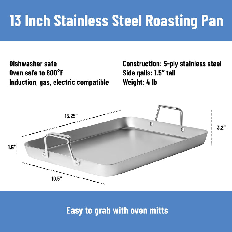 Stainless Steel Roasting Pan with Handles