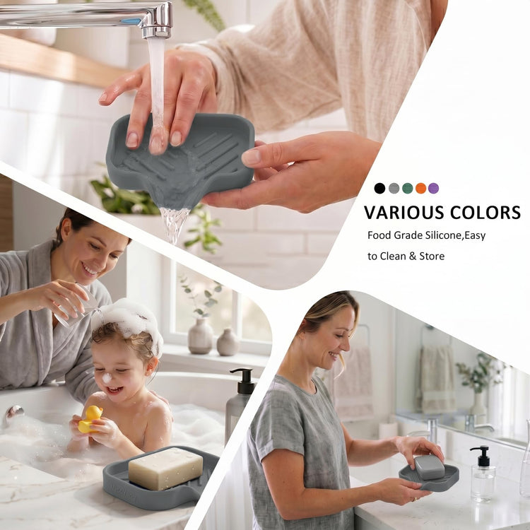 Silicone Soap Dish with Drain Spout