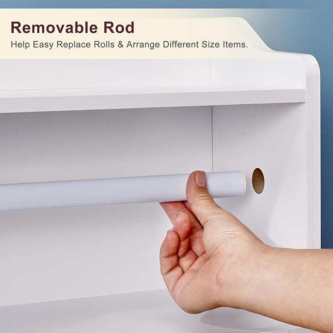 Mega Roll Toilet Paper Holder Cabinet, VECELO Stand Bathroom Storage Organizer of Rolls & Paper Towel, Waterproof, Large Capacity Reserve Area, Removeable Rod