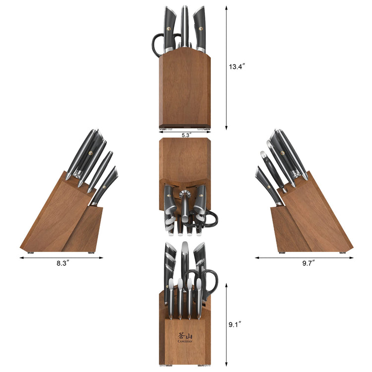ELBERT Series German Steel Forged Knife Block Sets (12 Count)