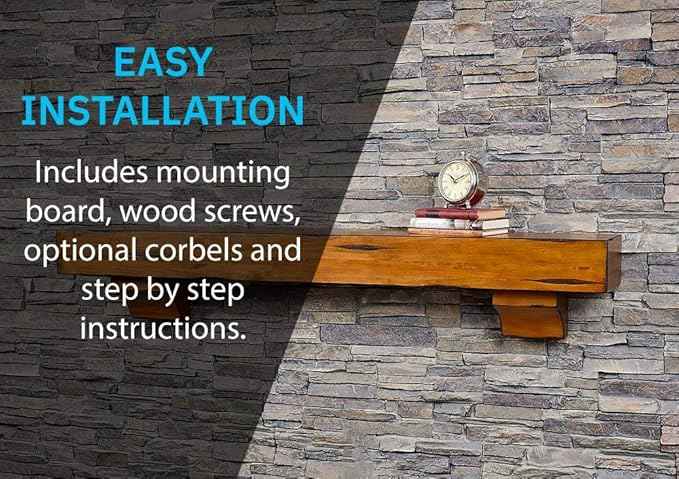 MANTELSDIRECT Breckenridge 60” Fireplace Mantel Shelf with Corbels – Rustic Floating Mantel Shelf for Over Fireplace – Chestnut - Wood Shelf for Wall – Pine Box Construction