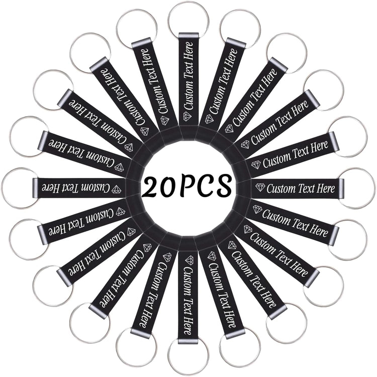 20PCS Personalized Bottle Opener Keychain Bulk Custom Beer Bottle Opener with Logo Text Engraved Wedding Bottle Opener Favors Customized Gifts for Guests Baby Shower Birthday Party-Black