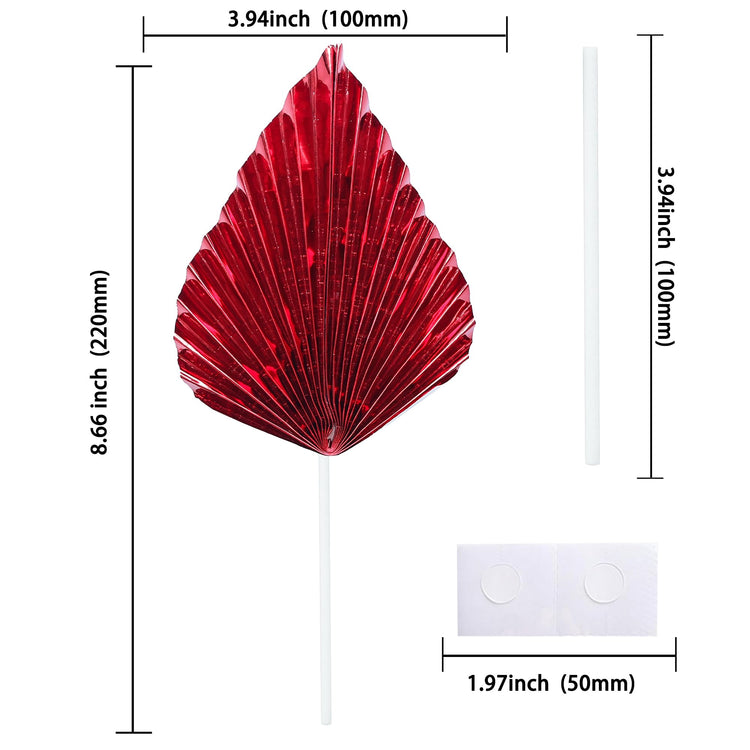 6Pcs Paper Palm Fan Cake Toppers Palm Spear Leaves Fan Cupcake Toppers Cake Insert Decorations Craft DIY Cake Bakeware Decoration for Birthday Party Wedding Party Decor Supplies Light Red (6 Count)