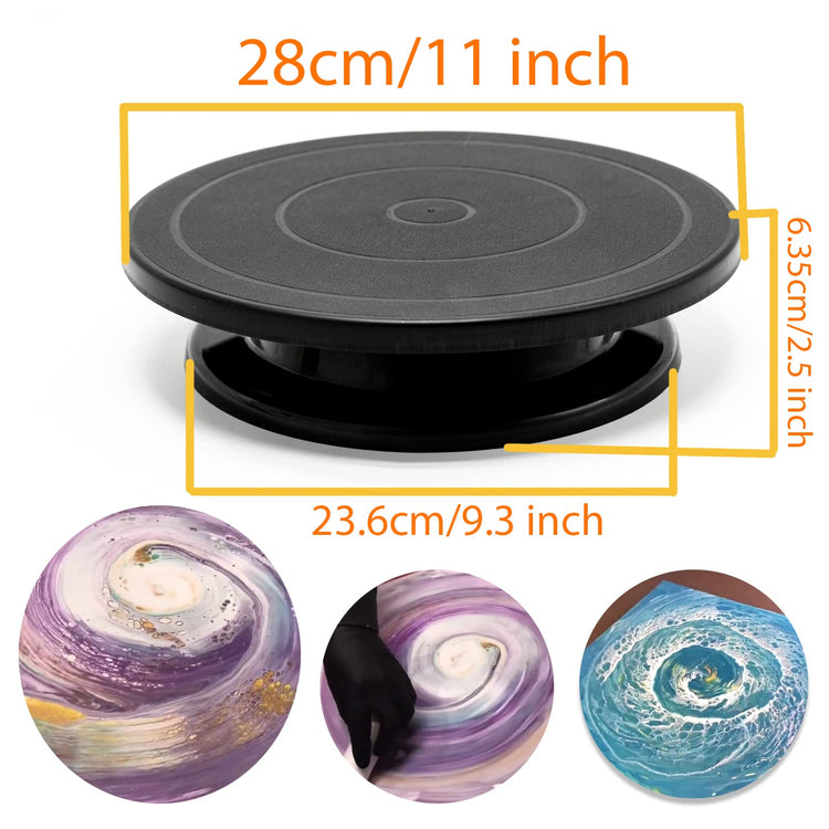 11”Rotate Turntable Sculpting Wheel Revolving Cake Turnable Black Painting Turn Table Stand for Paint Spraying Spinner