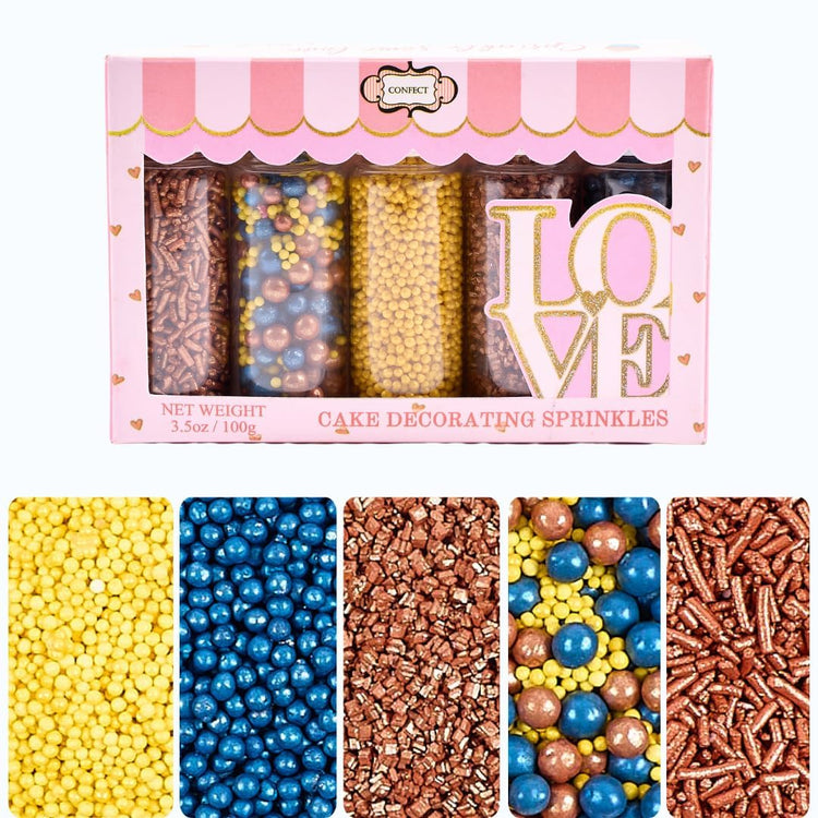 Sprinkles Confect Sprinkles for Cakes & Cupcakes Decoration Assorted pack of 5 ?Graduation Day Mix Yellow