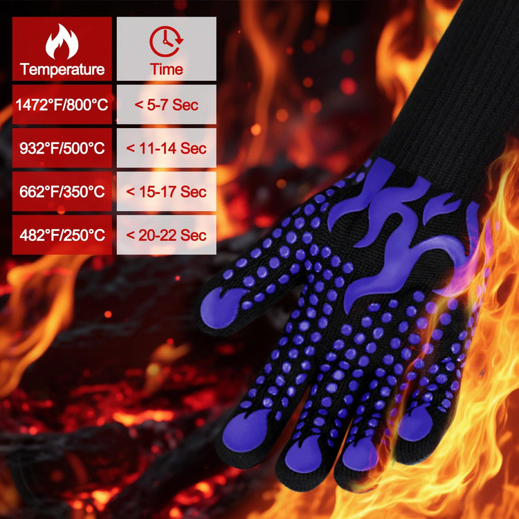 BBQ Gloves 1472 Degree F Heat Resistant Grilling Gloves Silicone Non (2 Count)