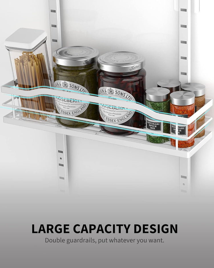 Moforoco White Narrow 9-Tier Over The Door Pantry Organizer, Pantry Organization and Storage, Metal Hanging Basket Wall Spice Rack Seasoning Shelves, 12.2"