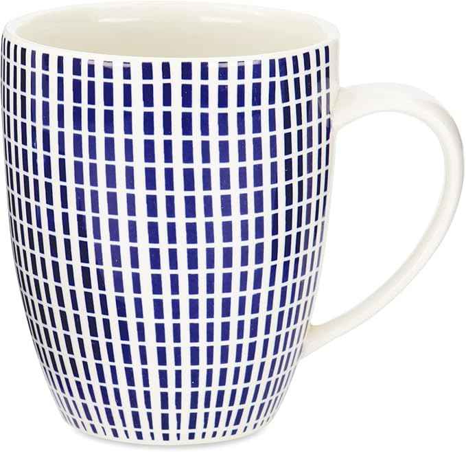Tudor Royal Collection 24-Piece Round Dinnerware Set, Service for 6, Singapore Design, Blue Spiral, Plates Bowls Mugs Dishes, High-Gloss Premium Quality