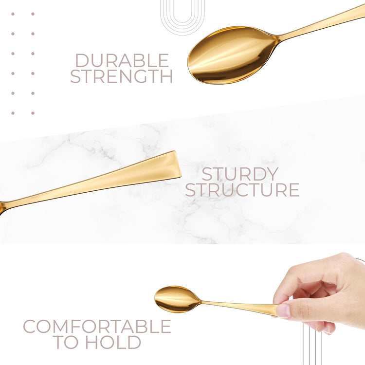 EXQUISITE Mini Spoons For Desserts - Bulk Pack Of 100 Gold Dessert – Disposable 4.5 Inch Plastic Appetizer Real Flatware Look Miniature Gold Bpa Free Food SafeSafe