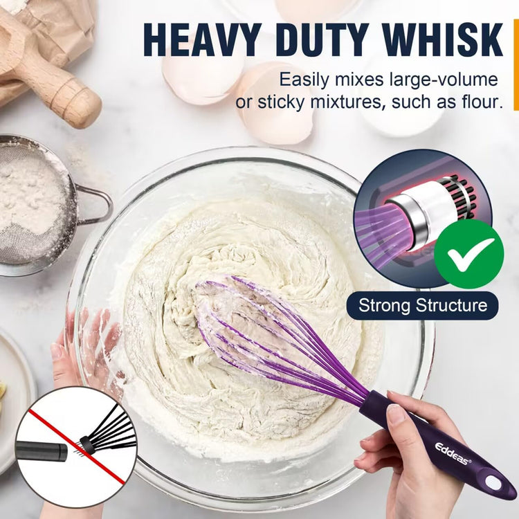 Whisk Eddeas Silicone Whisk Set of 6.Silicone whisks for cooking non Scratch.BPA Free and Dishwasher Whisk.7+9+11inch Colorful Wisk Great for cooking and Baking.(6pcs )