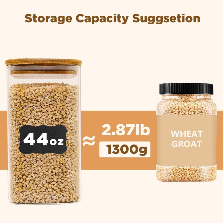 Glass Food Storage Jars Square 44oz (3 Count)