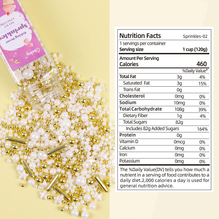 White Deluxe Gold Sprinkles for Cake Decorating 4.23ounce (4.23 Ounce)