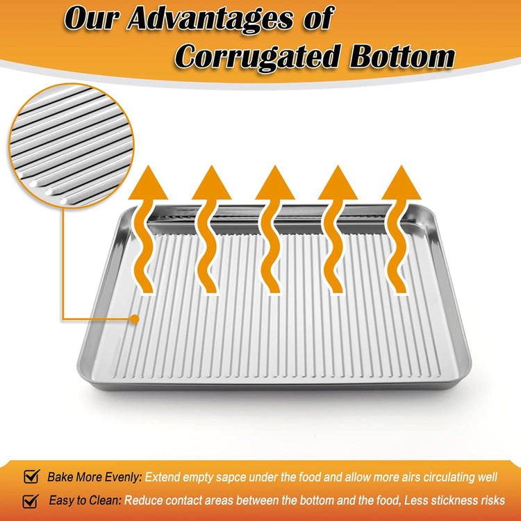 P&P CHEF Baking Oven Pan with Wire Rack, Stainless Steel Baking Oven Sheet Tray, Bacon Pan and Cooling Rack for Cooking Roasting Cookie, Dishwasher Safe & Easy Clean, 17.5 x 13 x 1 Inch