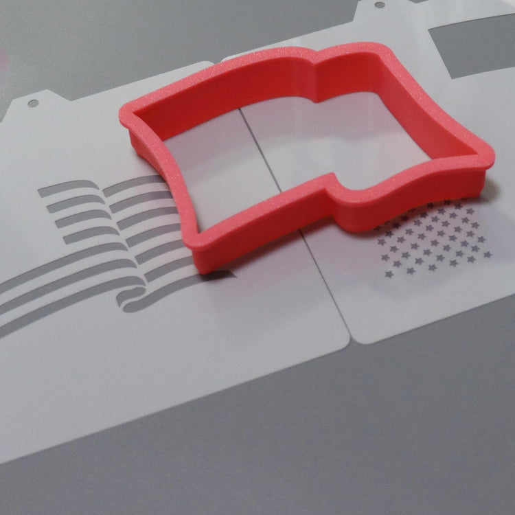USA Flag Cookie cutter and stencil set Baking stencils and cutters bundle July 4th Independ Independence Day Cookie cutter with stencils Icing stencil and cookie cutter combo(Flag Set)