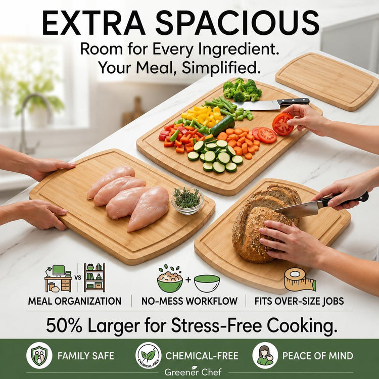 SAFEST Extra Large Bamboo Cutting Board Set of 3 with Glue (3 Count)