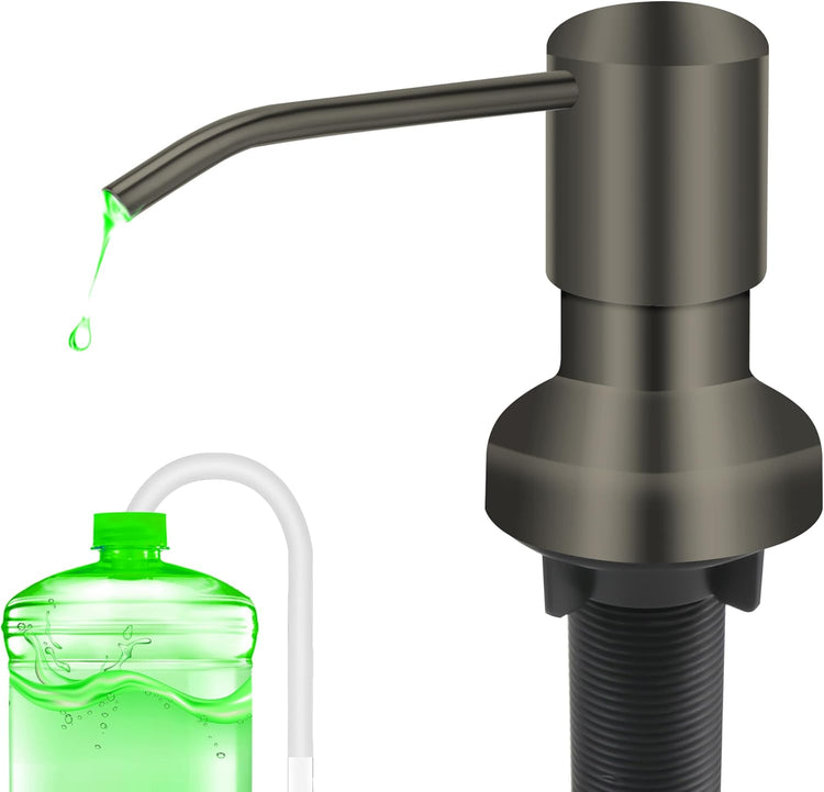 Soap Dispenser for Kitchen Sink, Sink Soap Dispenser with Longer Threaded Shaft, Stainless Steel Pump with 47" Extension Tube, Connects Directly to Dish Soap Container, Wide Pump Head Base(Gray)