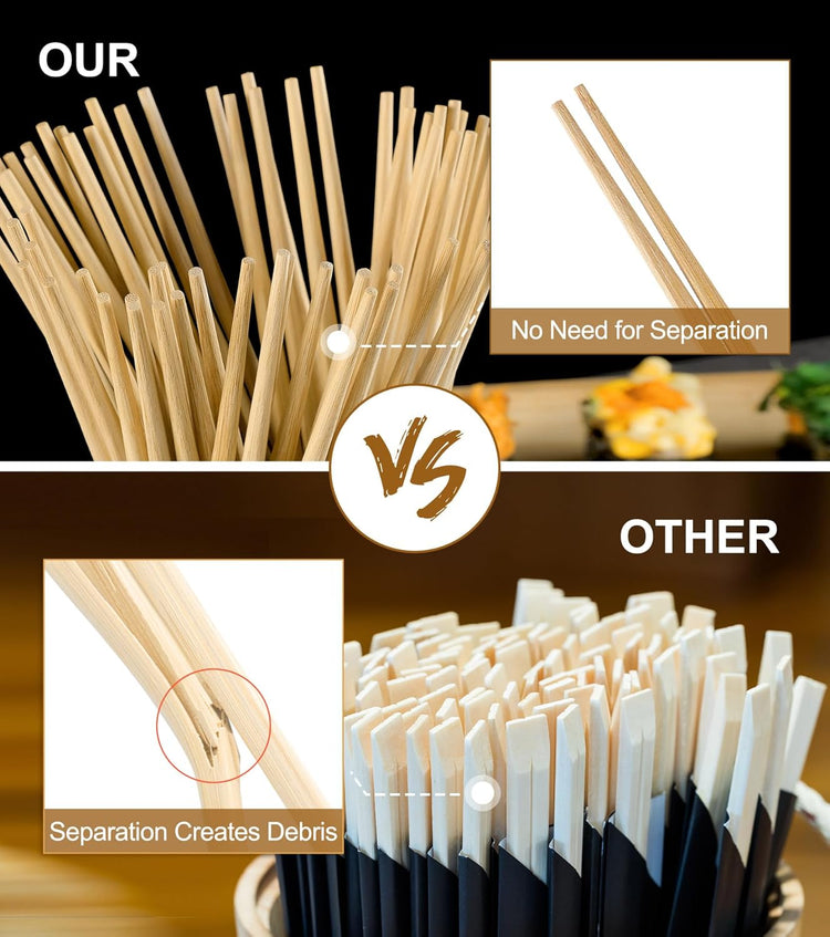 100Pairs Bamboo Chopsticks Disposable | Japanese | Sushi | Separated | Non Slip | Pointed Chopsticks-(9.45in)