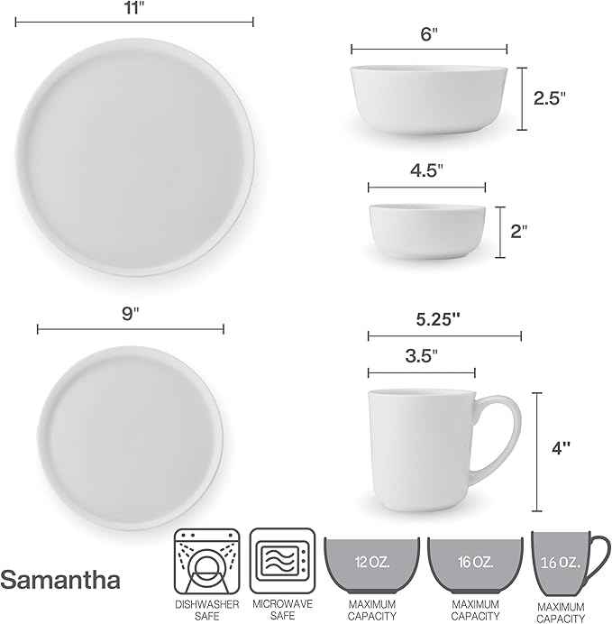 Mikasa Samantha Bone China Lightweight Chip Resistant 40 Piece Dinnerware Set, Service for 8