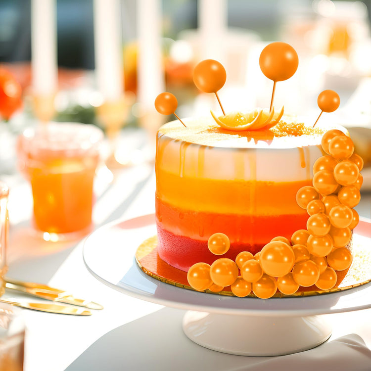 48 Pcs Orange Balls Cake Topper Decorations Balloon Cupcake Toppers Foam Cake Topper Balls for Thanksgiving Halloween Birthday Party Wedding Anniversary Cake Decorating (48 Count)
