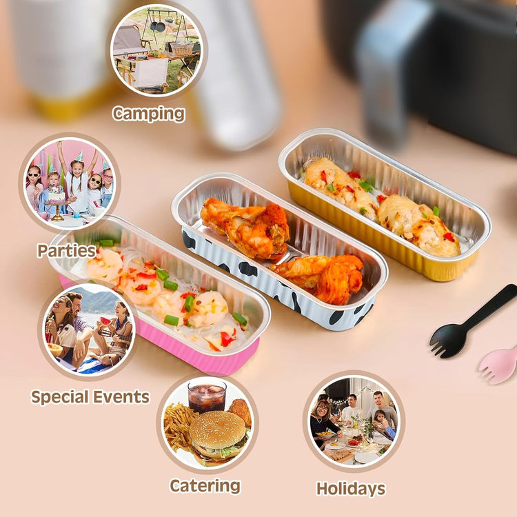 50 PCS Multiple colors Mini Loaf Pans with Lids (50 Count)