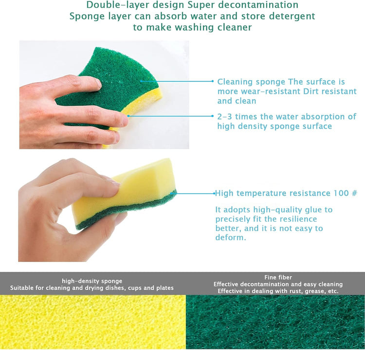 (Pack of 30) Kitchen Sponges Pack,Scrub Daddy sponges,Dish Sponge,Double Face Non-Scratch Scrub Sponge,Super Absorbent Multi-Use Cleaning Sponge,Widely Used in Kitchen, Bathroom, Outdoor