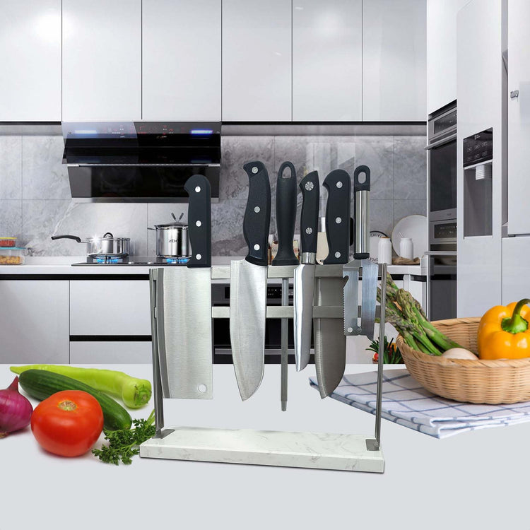 Magnetic Knife Block with Marble Base