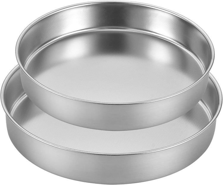 Inqibee Round Cake Pan Set of 2,18/8 Stainless Steel Round Cake Baking Pans,8-9.5 Inch,Physics Anti-Stick and Scratch,Non-Toxic and Easy to Clean