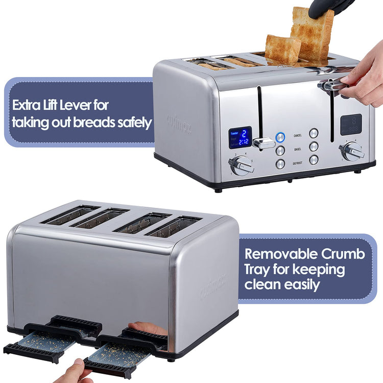 4 Slice Stainless Steel Toaster with Digital Display
