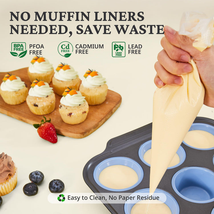 Silicone Muffin Pans for Baking with Metal Frame