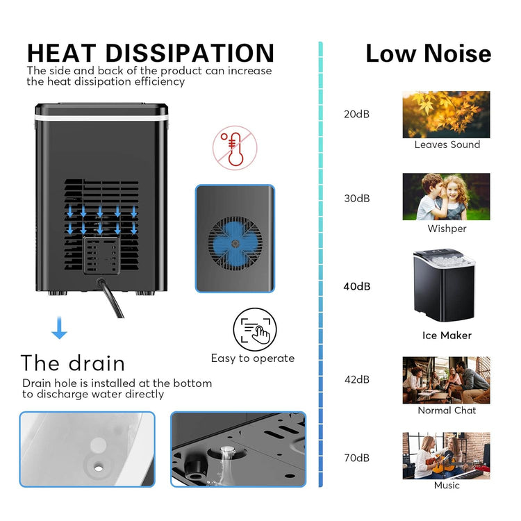 Portable Countertop Ice Maker Machine - with Ice Scoop, Basket, Makes 9 Ice Cubes in 8 Minutes, 26lbs/24 Hours, Self-Cleaning Countertop Ice Maker for Home/Office/Kitchen/Camping, Black