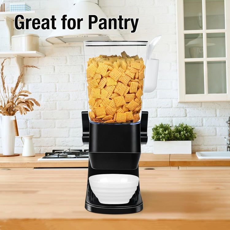 Cereal Dispenser Countertop Wath Bowls and Spoons Cereal Containers Storage for Pantry Snack Organizer Dry Food Storage Container with Lid for Kitchen Organization Oatmeal Nut Granol(Black 1 pack )