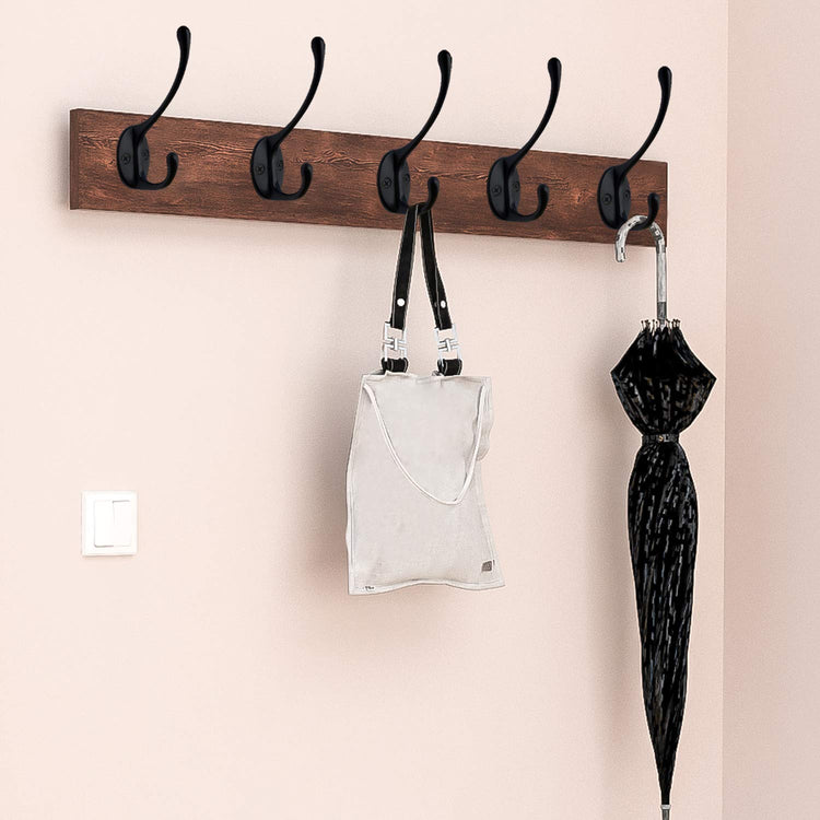 10 Pack Black Double Coat Hooks No Rust Hooks for Coat (10 Count)