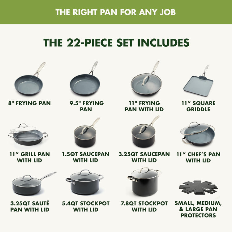 Valencia Pro 22 Piece Cookware Set Ceramic Nonstick Pots & Pans