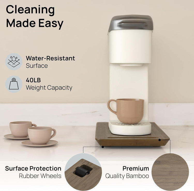 Ibyx Elegant Sliding Tray for Your Coffee Maker & Heavy Kitchen Appliances - Sturdy, Slides Easily from Under The Cabinet (Brown, 7.5βW x 14.5βD)