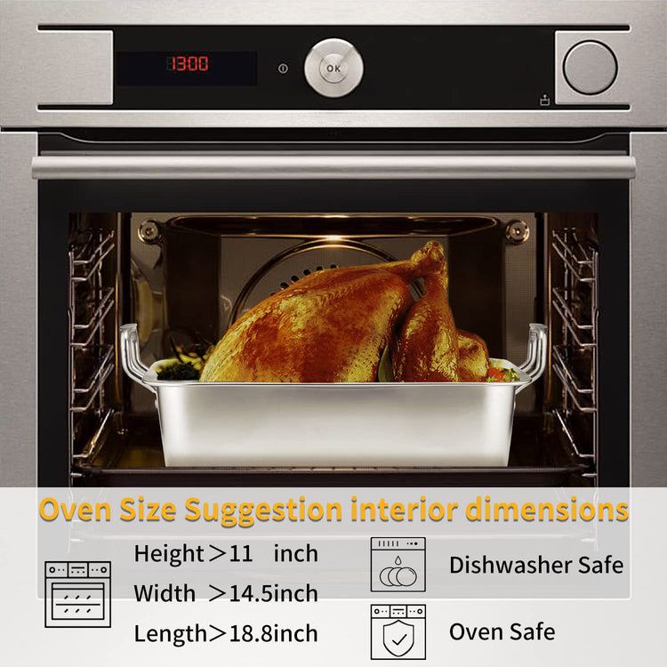 15 Inch Stainless Steel Roasting Pan with Cooling Rack